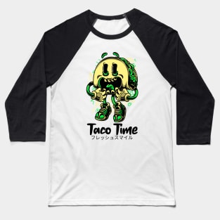 Taco Time Face Fun Food Baseball T-Shirt